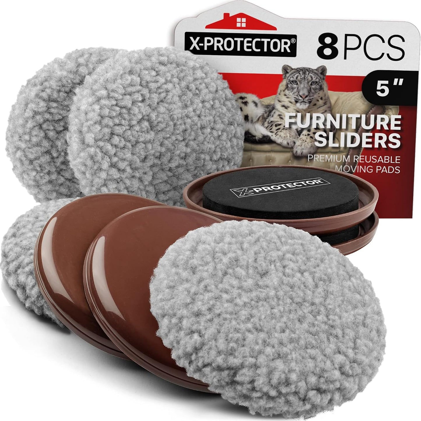 X-Protector Multi-Surface Furniture Sliders & Furniture Lifter Tool Set | 4 PCS 5" Sliders for Furniture with Furniture Jack. Move Your Furniture Easily with Furniture Movers for Hard Floors & Carpet