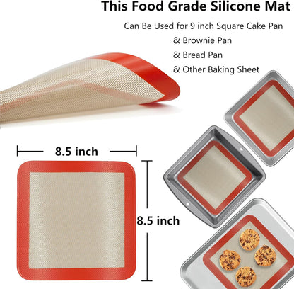 AMYONE 11x11 Silicone Baking Mat, Square Air Fryer Liner, Platinum, 2 Pack | For 11x11 Square Cake Pan/Cheesecake Pan/Toaster Oven/XL Air Fryer, Food Grade Silicone Baking Sheet Liner for Cake/Cookie