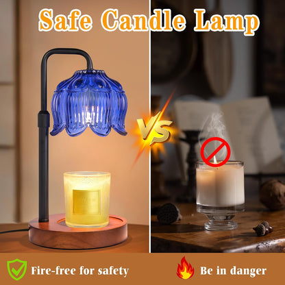 XJZJY Pink Flower Candle Warmer Lamp with Timer, Birthday Gifts for Women