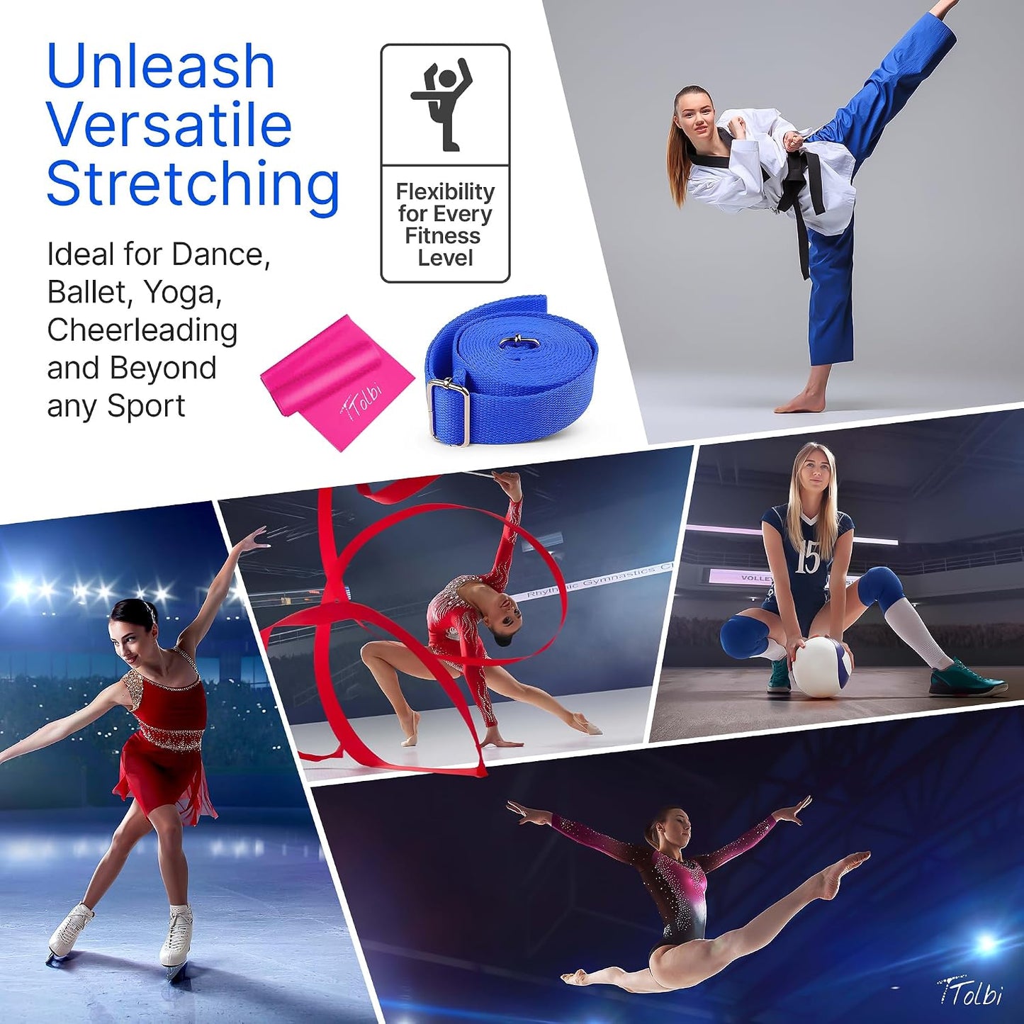 Leg Stretcher Strap with Door Anchor and Resistance Band, Splits Trainer | Home Flexibility Trainer for Splits, Ballet, Dance, Cheer, Yoga, Gymnastics, Pole and Taekwondo, Kids to Adults, All Levels