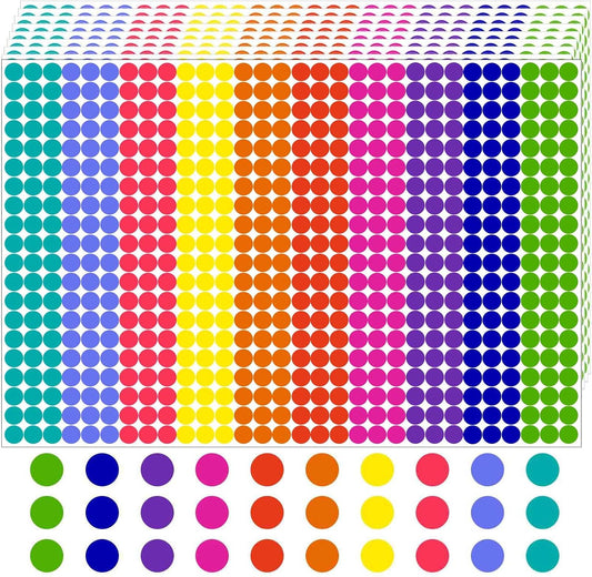 6000 PCS 1/4" Small Dot Stickers Round Color Coding Labels Circle Dots Labels Sticker for Office, Classroom Etc