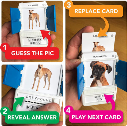 Logos Travel Game - Guess 100 Logos | Flash Cards with Slide Reveal Case | Card Game, Gift, Stocking Stuffer | Hours of Fun for Kids and Adults | Ages 6+