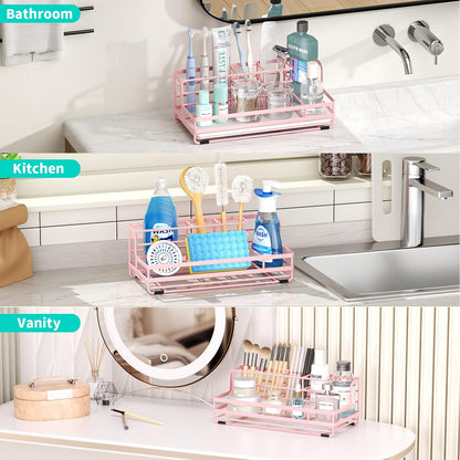 HapiRm Toothbrush Holders for Bathroom - 5 Partitions Bathroom Counter Organizer with Instant Drying Stone, Stainless Steel Countertop Storage Electric Toothbrush Toothpaste Holder - Black