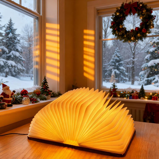 Wooden Book Lamp, 3 Colors Folding Book Lamp,Teacher Appreciation Gifts for Women, LED Ambient Lighting, Magnetic Mood Lighting for Home Decor Birthday Gifts