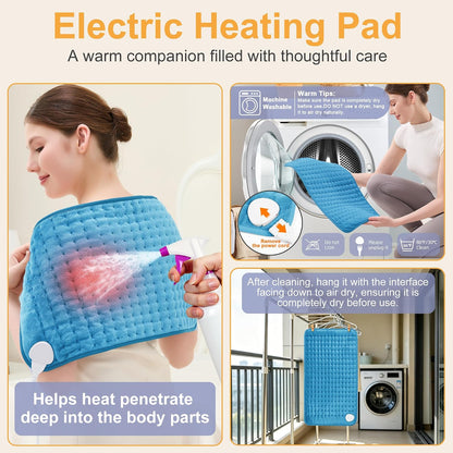 Heating Pad,Heated Blanket,Heating Pad for Back Neck,Grey,24x12 Inch | Electric Heating Pad,Dry/Moist Heat Heating Pads,Heating Pads for Shoulder,Abdomen,Heat Pad for Women Men,Birthday Gift