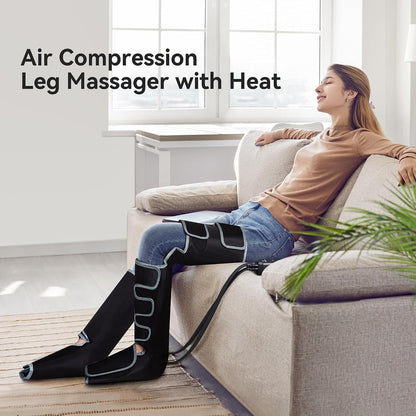 FIT KING Leg Massager with Heat and Air Compression, FSA-HSA | Full Leg & Foot Massager for Circulation and Pain Relief, Adjustable Wrap Design, Sequential Compression Device