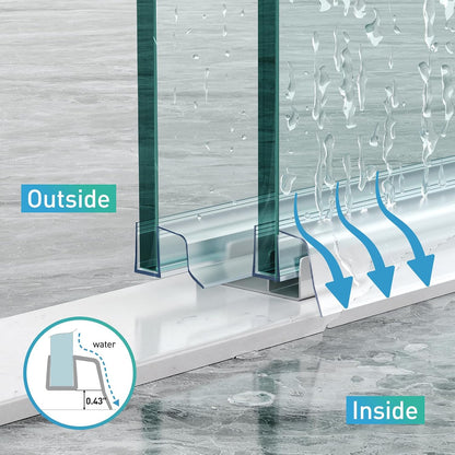 Sliding Shower Door Bottom Seal,2 PCS 3/8" x 36" | Sliding Shower Door Sweep for 3/8Inch Glass, Frameless Glass Door Seal Strip Stop Shower Leaks and Create a Water Barrier