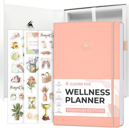 Clever Fox Wellness Journal Premium for Women, Workout & Food Light Pink