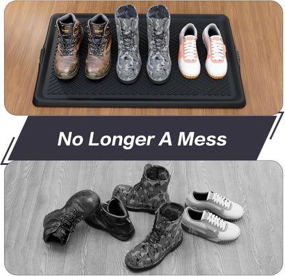 Boot Tray for Entryway, Rubber Mat for Shoe Organizer, 27.5" x16