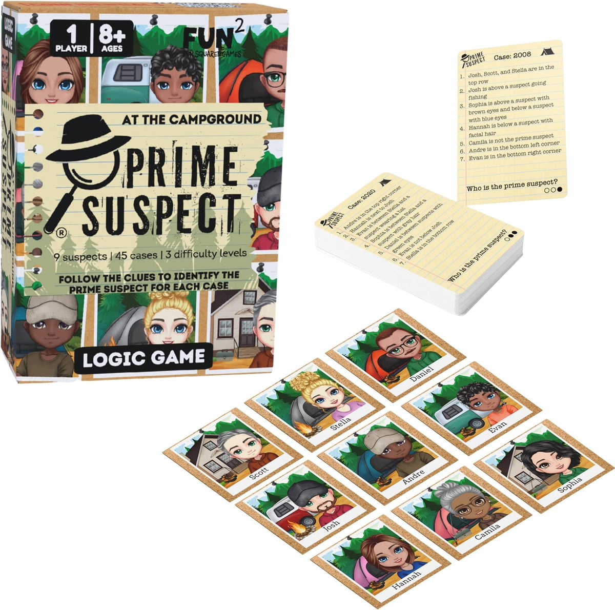 Prime Suspect Logic Game with 45 Case Cards | Single Player or Group Play | Ages 8+ | Compact Brain Teaser Game | Detective Game (Prime Suspect: Original)