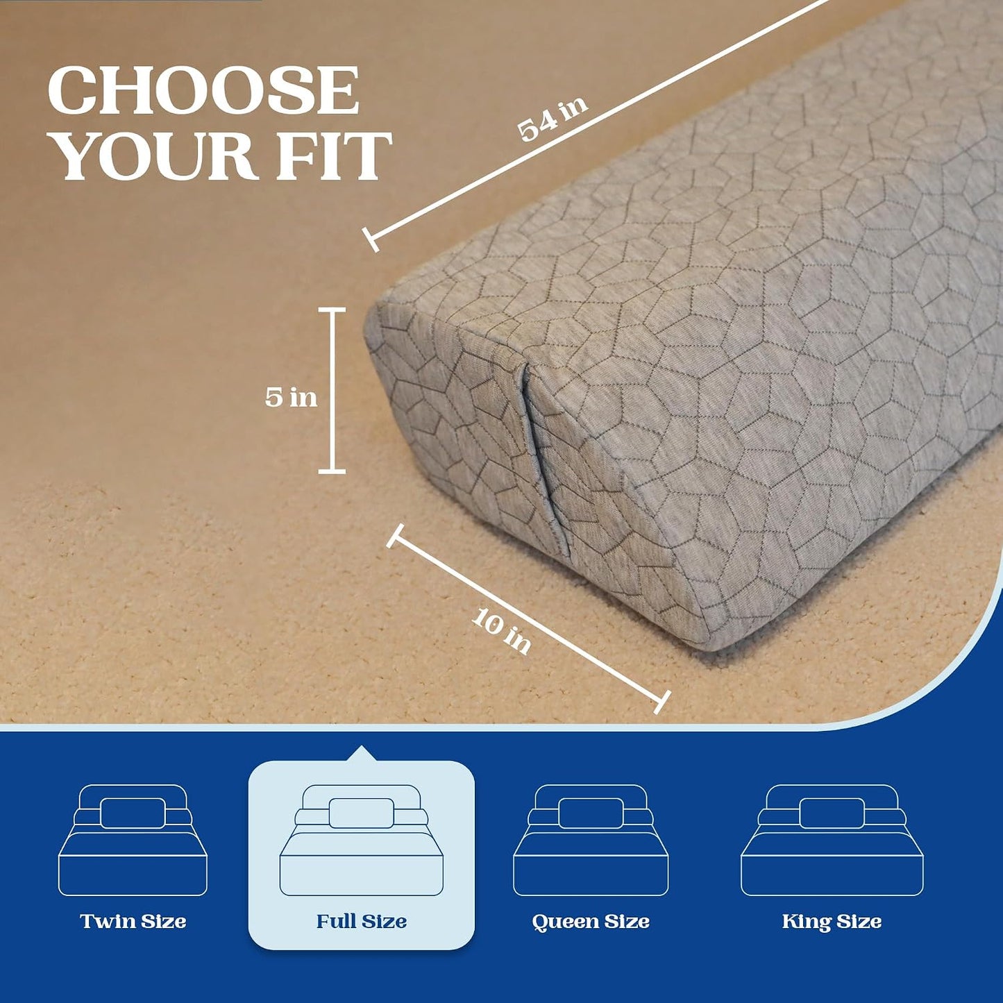 FeelAtHome Twin Bed Gap Filler, 0-8" Adjustable Headboard Wedge Pillow | Premium Foam Mattress Extender Closes The Crevice Between Wall & Bed. Ideal Gap Stopper for College Dorms & Guest Rooms