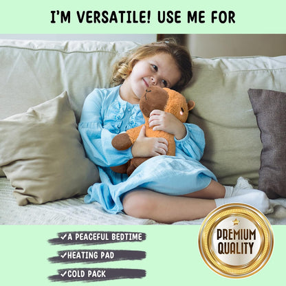 Bunny Microwavable & Weighted Stuffed Animals - 1.5 Lbs Unscented Heating Pad for Period Cramps Pain Relief and Anxiety, Cute Bunny Plush Toys Gifts for Women Girls Adults and Kids by Happy Fuel
