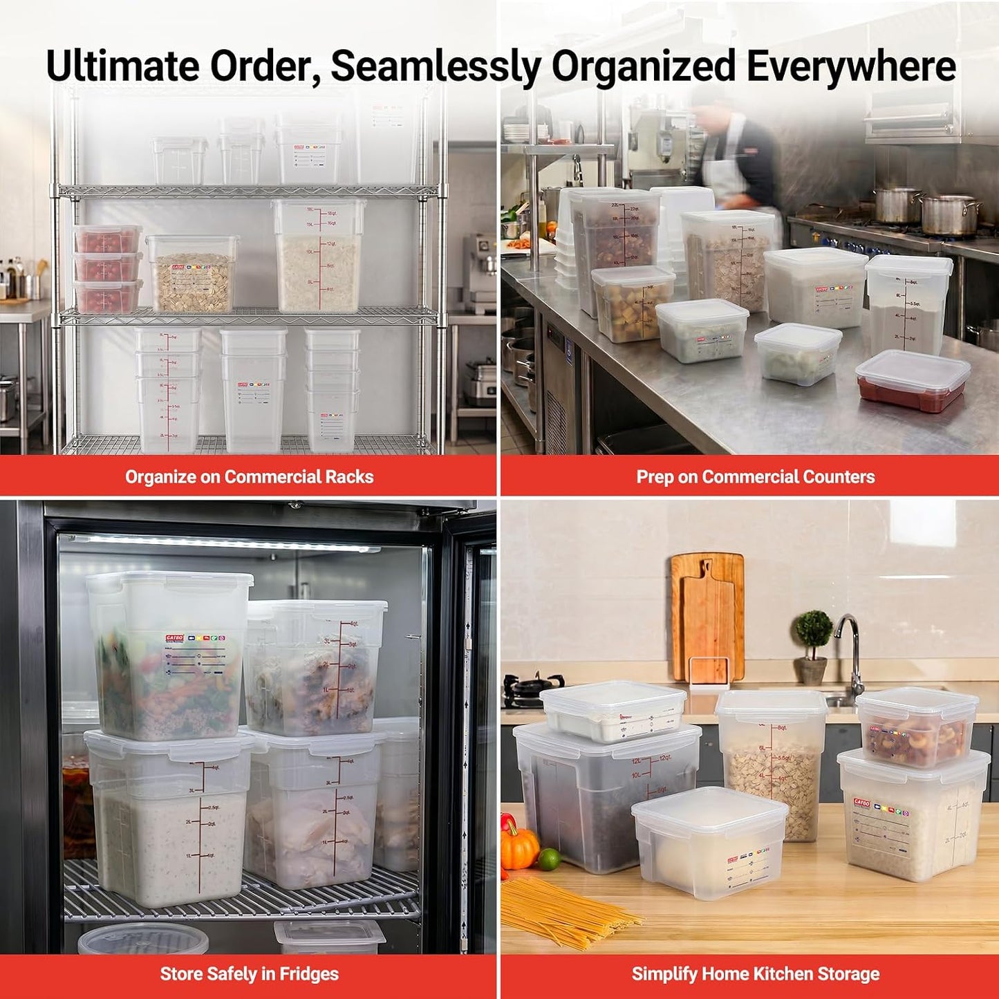 2 Pack 18 QT BPA-Free Translucent Polypropylene Airtight Food Storage Containers, Labeling Area, Stackable Bulk Storage for Flour, Rice, Sugar & Pet Food