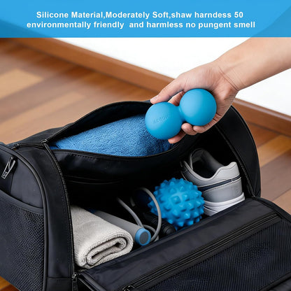 Aegero Peanut Massage Ball-Double Lacrosse Massage Ball (Blue Firm Ball) | Mobility Ball for Myofascial Release,Yoga Therapy,Trigger Point Therapy ,Muscle Knots and Acupoint Massage