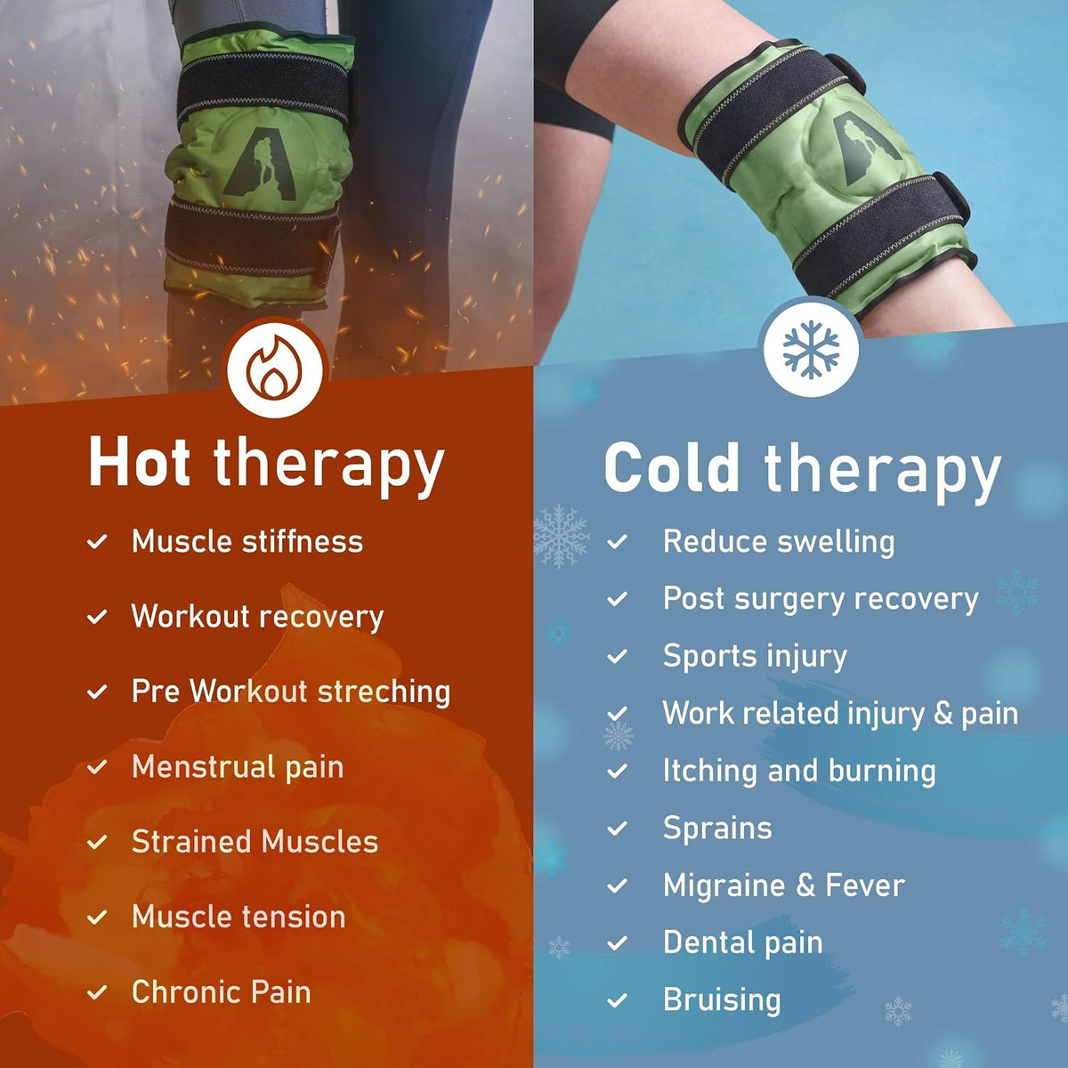 Flexible Knee Wrap Hot and Cold Gel Pack 10" x 12.5"