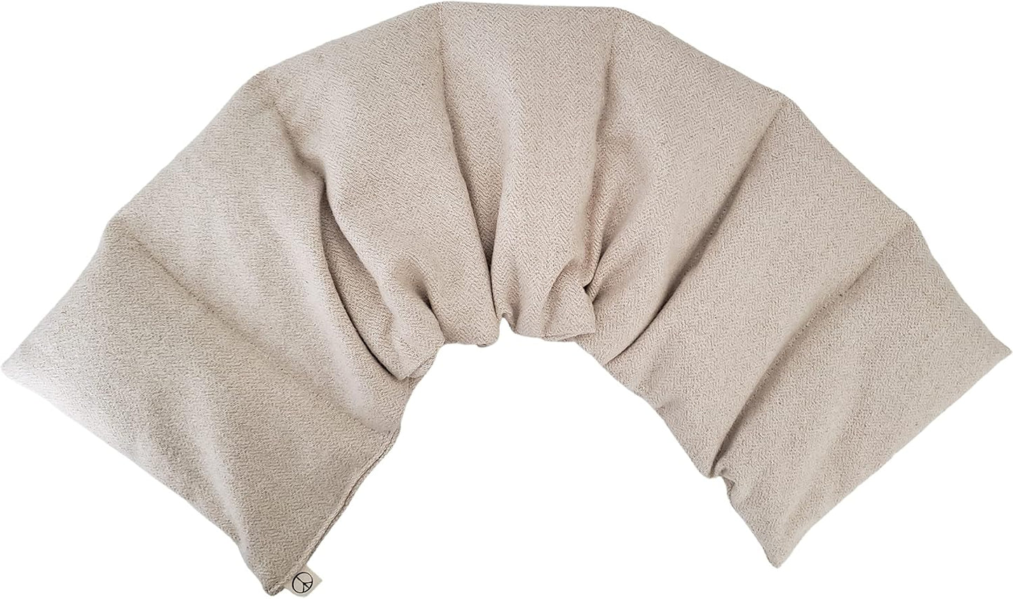 Microwavable LOVEwrap Neck & Shoulder Wrap Pad - Aroma - 6 X 24- Flax w/fine Mist of Calming Lavender Oil - subtly Scented - All Natural - Hot Cold Therapy Muscles Pain Relief - Orange Blue Flowers