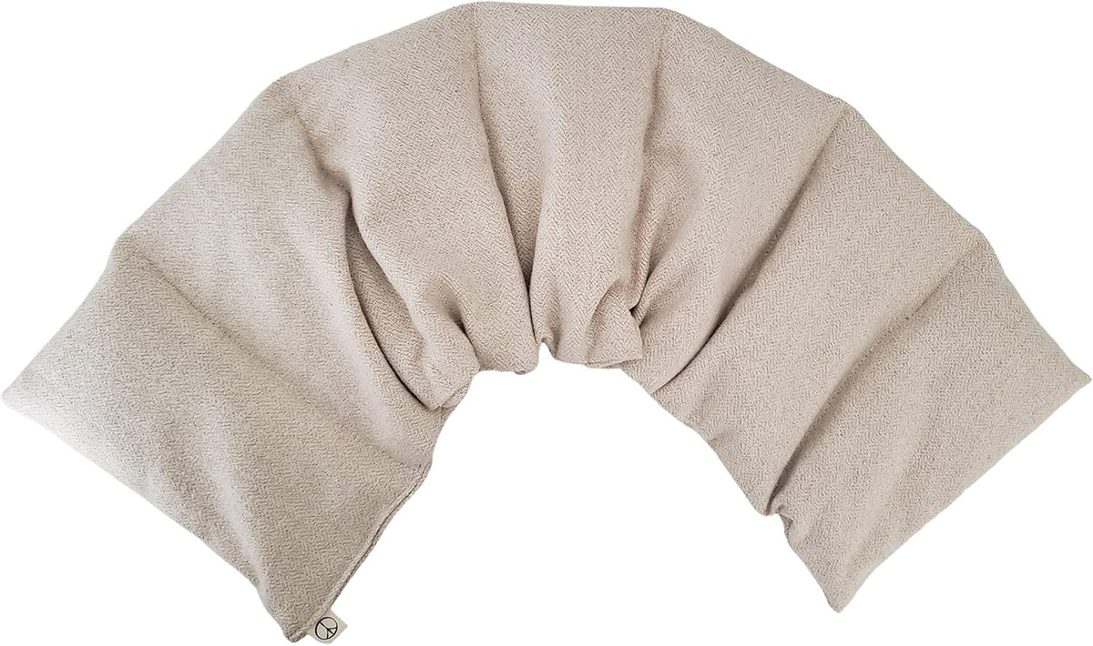 Microwavable LOVEwrap Neck & Shoulder Wrap Pad - Aroma - 6 X 24- Flax w/fine Mist of Calming Lavender Oil - subtly Scented - All Natural - Hot Cold Therapy Muscles Pain Relief - Orange Blue Flowers