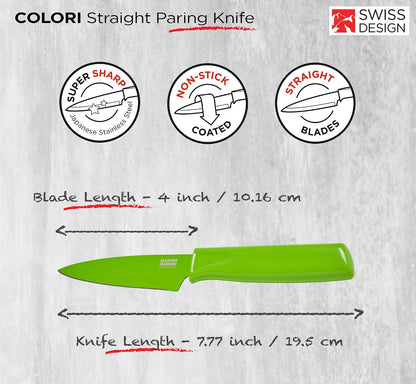 Kuhn Rikon Colori® Paring Knife – 4 Inch Japanese Stainless Steel, Nonstick Blade, Ergonomic Handle & Sheath, Yellow