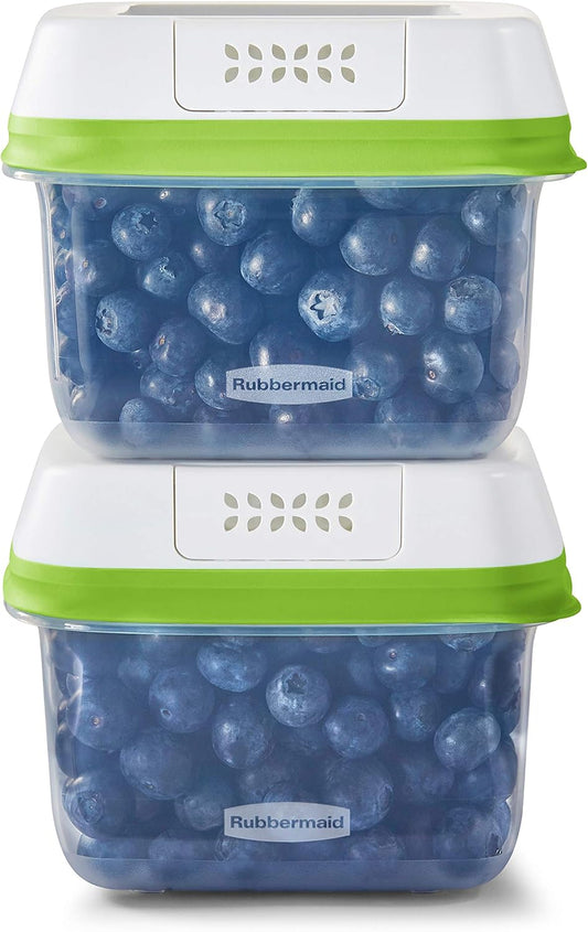 Rubbermaid FreshWorks Saver, Large Short Produce Storage Container, 11.3-Cup, Clear