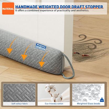 MAGZO Door Draft Stopper 36 Inches, Energy Saving, Gray | Weighted Sound Proofing for Door Draft Blocker, Under Door Gap Filler with Machine Washable Fabric