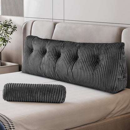 Z-hom Headboard Pillow, Wedge Backrest Cushion, Queen Size,NO Roll Pillow | Grey Triangular Backrest Cushion Equipped,NO Roll Pillow,Ideal for Reading,Sitting Up in Bed&Filling Headboard Gaps