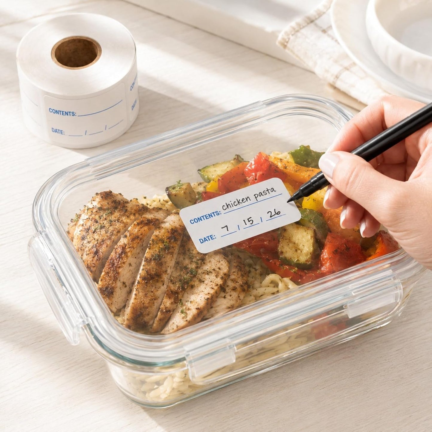 Water Dissolvable Contents & Date Food Labels, 1 x 2, 500/Roll | Write-On Rotation Stickers for Canning Jars, Restaurant Prep, Meal Storage, Freezers and Reusable Containers. Made in USA