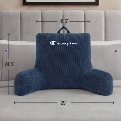 Champion Faux Wool Bedrest Pillow, 100% Polyester Cover and Fill, Spot Clean Only, Navy Blue, 29" x 24.5" x 10.5"