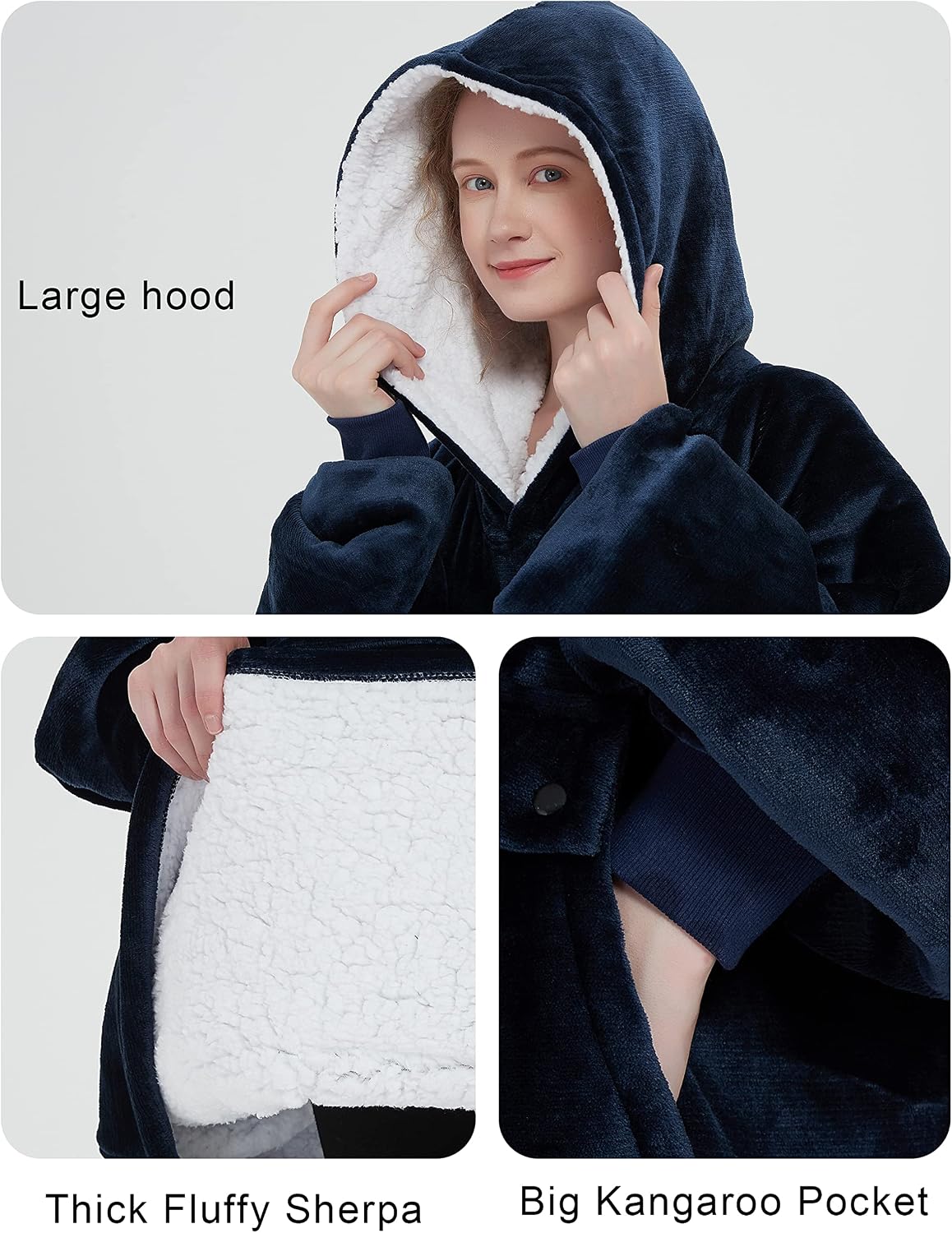 KFUBUO Wearable Heated Blanket Cordless Oversized Hoodie Sweatshirt