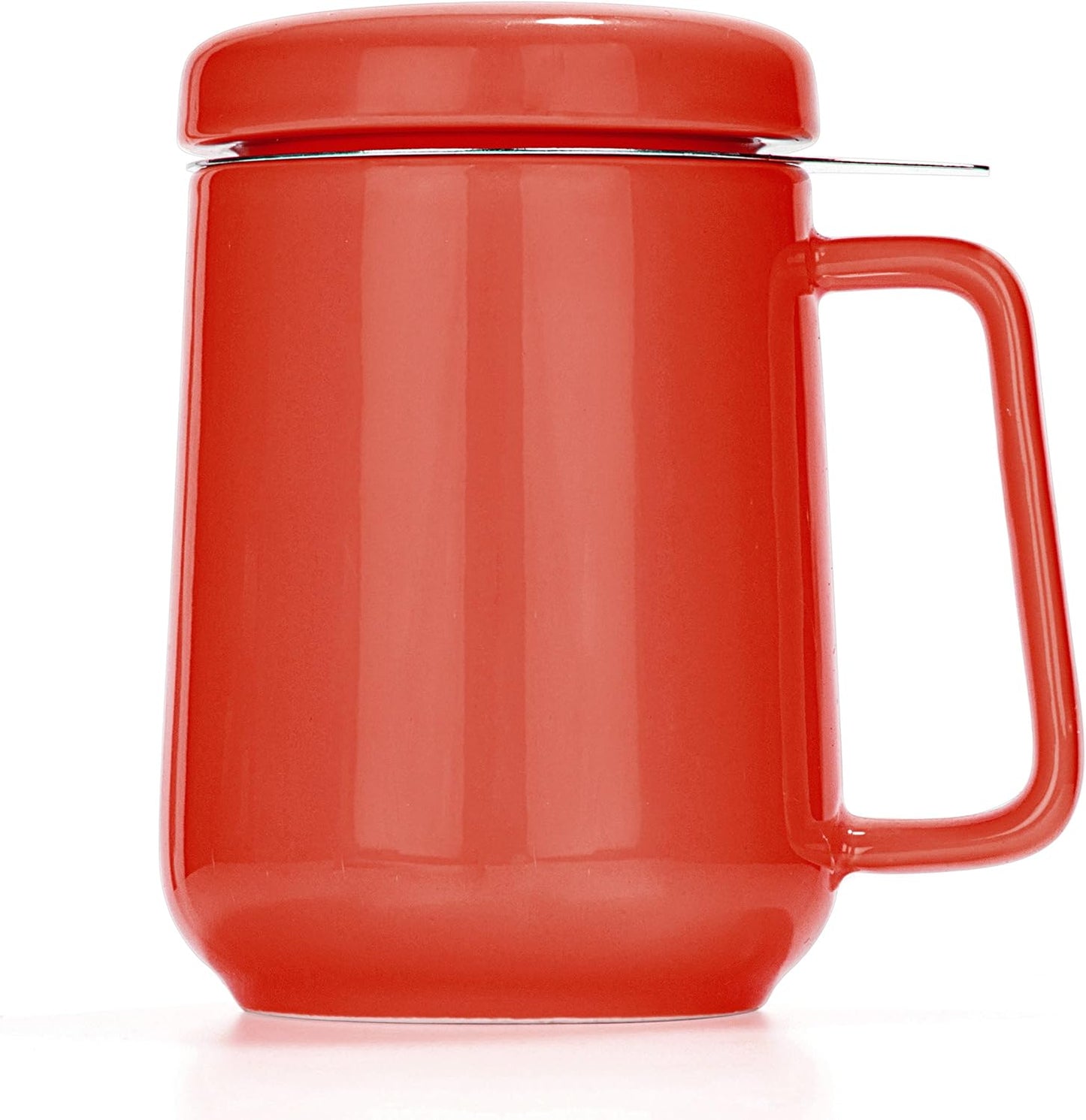 Tealyra - Peak Ceramic Red Tea Cup Infuser - 19-ounce - Large Tea High-Fired Ceramic Mug with Lid and Stainless Steel Infuser - Tea-For-One Perfect Set for Office and Home Uses - 580 milliliter