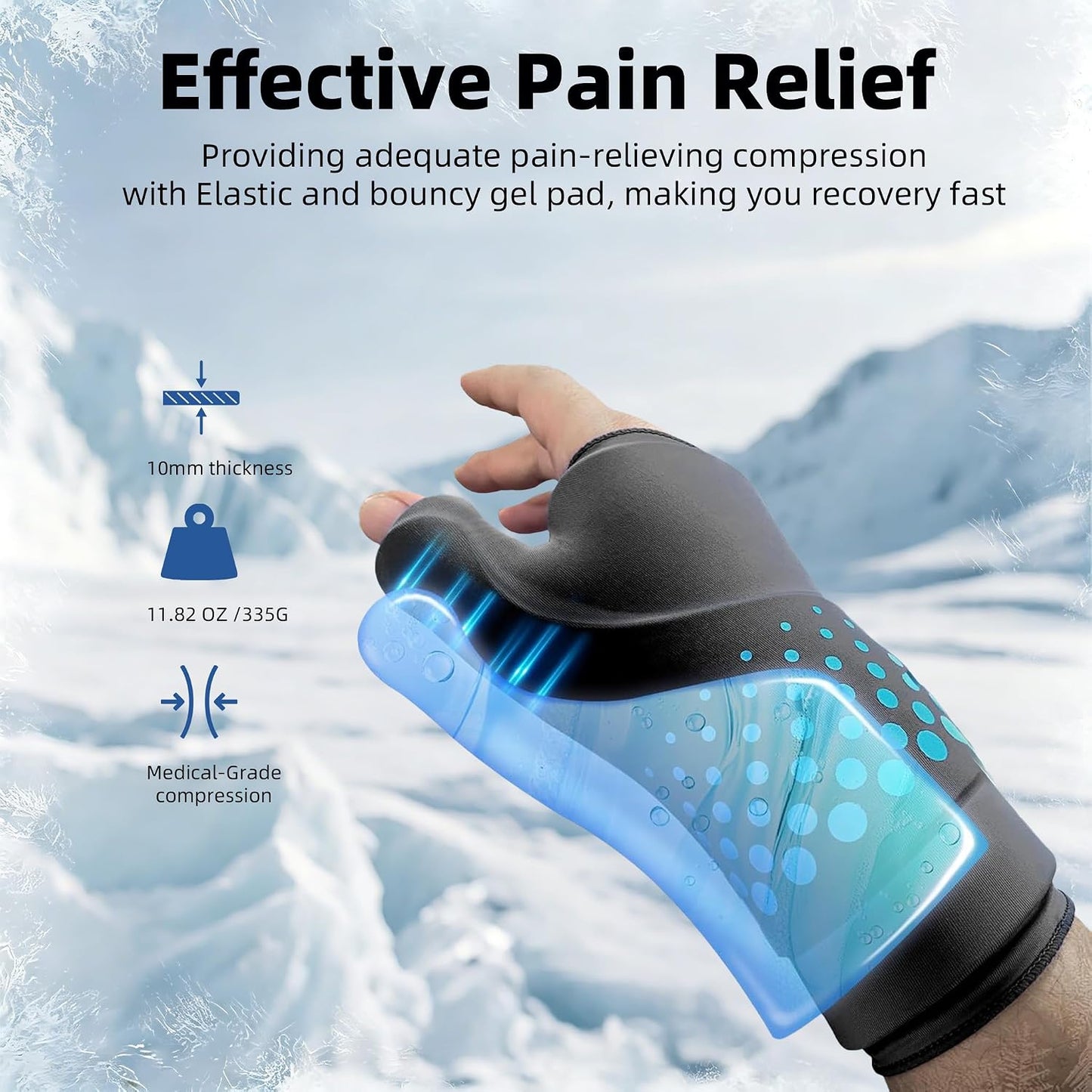 Thumb & Wrist Ice Pack Wrap, Thickened Ice Gel Pad, Reusable Hand Ice Pack with Long-Lasting Hot & Cold Therapy for Carpal Tunnel Relief, Arthritis Pain, Post-Surgery, Computer Overuse Recovery