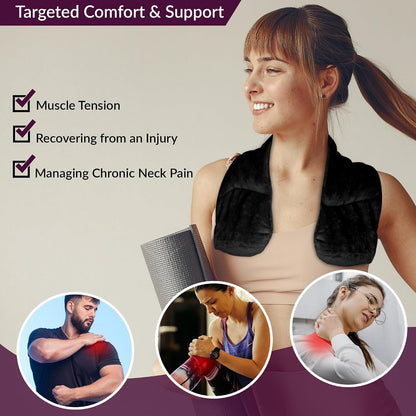 Kozi Neck Heating Pad | Microwaveable Weighted Shoulder Heating Pad | Neck and Shoulder Heating Pad with Clay Beads & Aromatherapy (Khol)