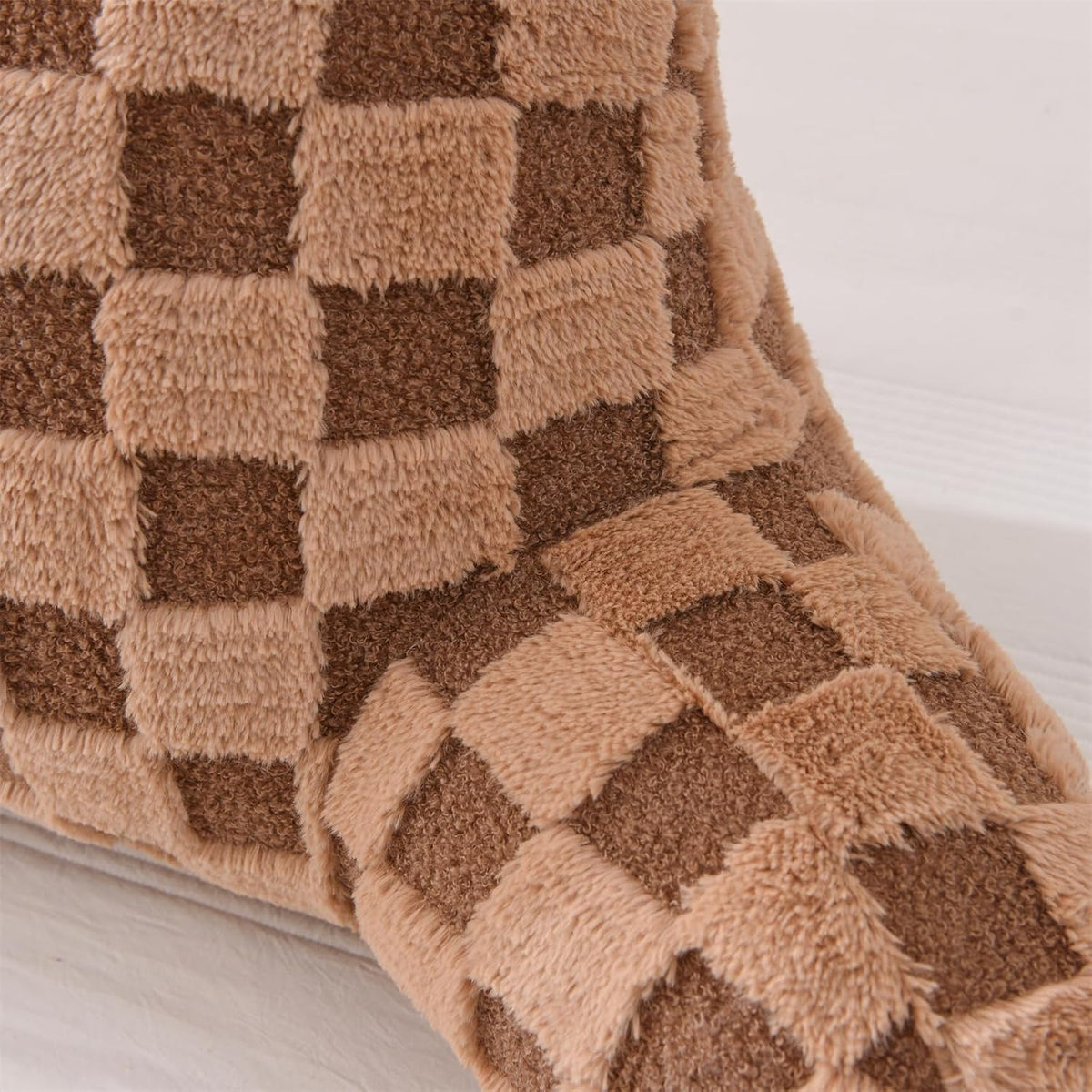 Aimuan Reading Pillow Checkered Bed Rest Wedge Backrest Checkerboard Pillow with Arms Back Support for Sitting Up in Bed Cushion Incline Rest Sleeping Snoring Pillow (Beige,Large)