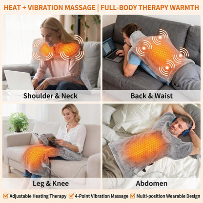Massaging Heating Pad for Neck and Shoulders and Back, Gifts for Mom Dad
