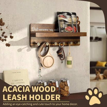 MTERSN Cute Dog Leash Holder for Wall for Pet Station Organizer, Brown