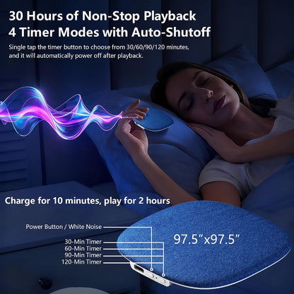 Under Pillow Speaker for Sleeping, APP Smart Control Bluetooth Pillow Speaker with Hundreds of Varieties White Noise, 4-Speed Timer Adjustment, 30 Hours Battery Life for Sleep Aid