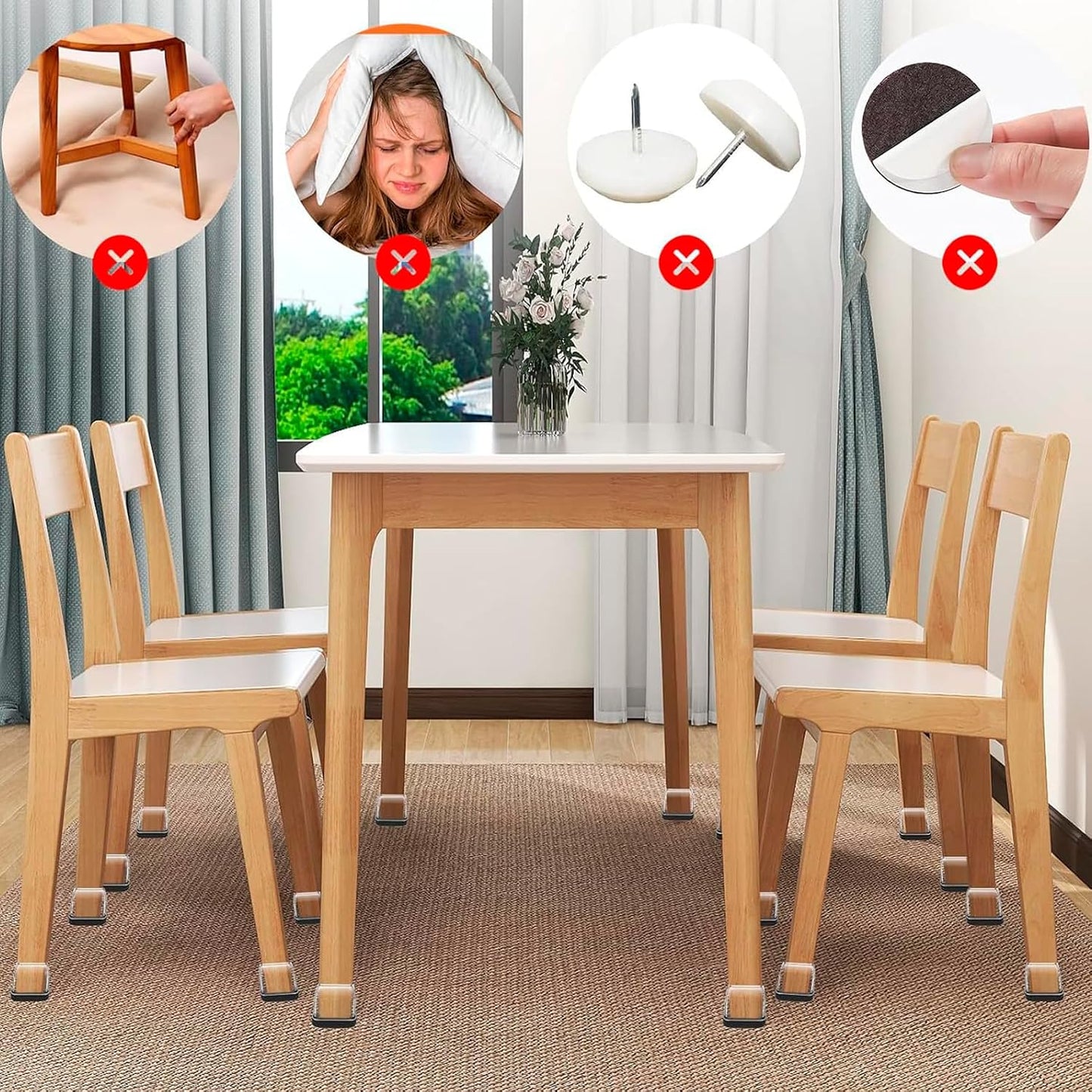 Chair Sliders for Carpet, 16PCS Furniture Sliders for Carpeted Floors & Hardwood Floors, Round Chair Glide Pads for Quickly and Easily Moving Furniture, Protect Floor(Clear, Fit 0.75"-1.1") | Chair Glides for Carpet & Hardwood Floor, Furniture Slides