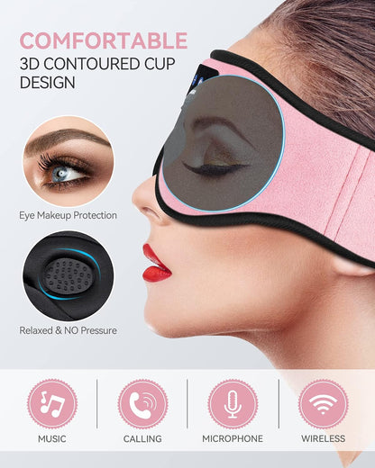 MUSICOZY 3D Sleep Headphones Bluetooth 5.4 Sleep Mask with HD Speakers