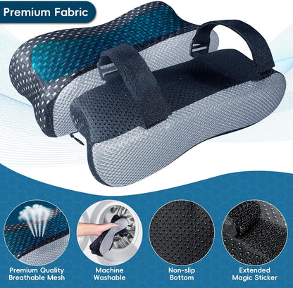 Cooling Gel Armrest Pads,Thick Memory Foam Elbow Pillow for Desk & Gaming Chairs Ergonomic Forearm Support for Pressure Relief,Universal Adjustable Cushion for Work from Home (Set of 2) (Black)