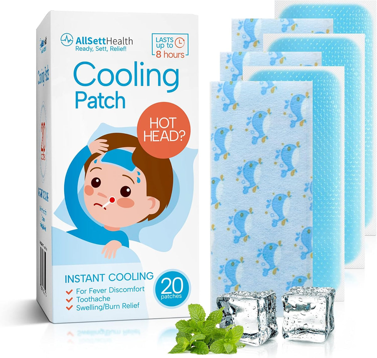 Cooling Patches for Fever and Headache, 20 Pack Migraine Relief for Kids