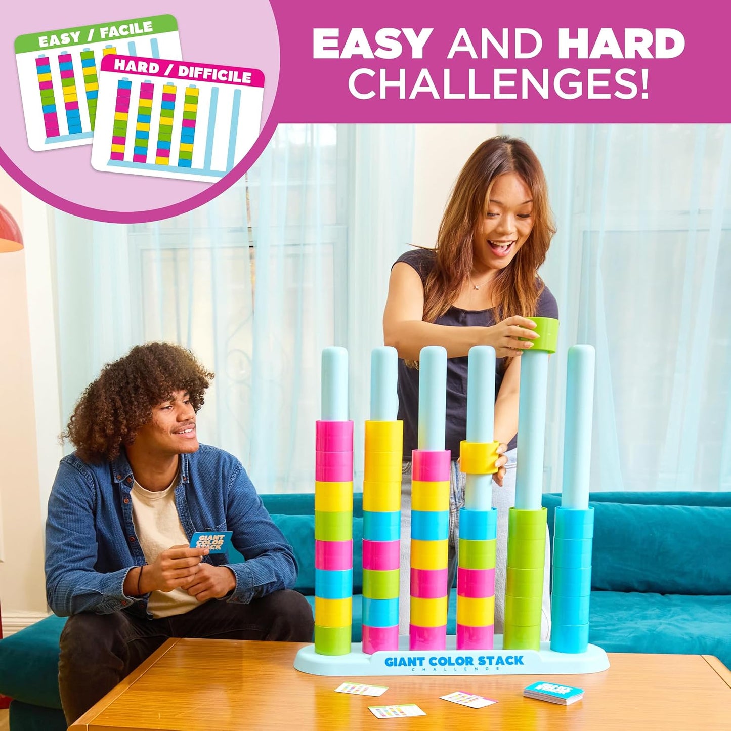 Giant Color Stack Challenge by Relatable - Nappa Award 2025 Winner, Strategy Stacking Game with 50 Puzzles, Backyard & Lawn Activity for Summer Parties, Outdoor Fun for Families & Groups, Ages 6+