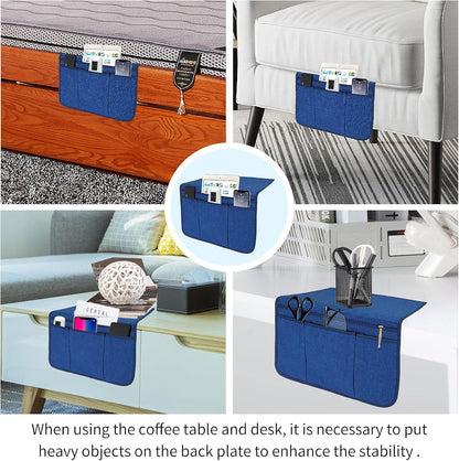 Bedside Caddy Bedside Storage Organizer Magazine Phone Tablet iPad Remote Holder, Organizer Caddy for Home College Dorm Bed, Sofa, Bunk Bed (Grey)