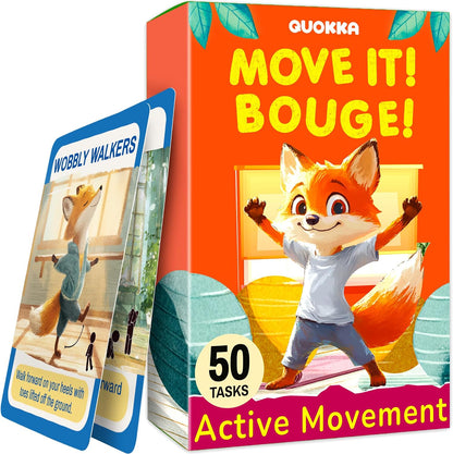 Active Movement Game for Kids Ages 4–8 - Educational Card Game | Animal-Themed Card Set with 50 Movement Tasks for Indoor and Outdoor Brain Breaks, Home and Classroom Activities