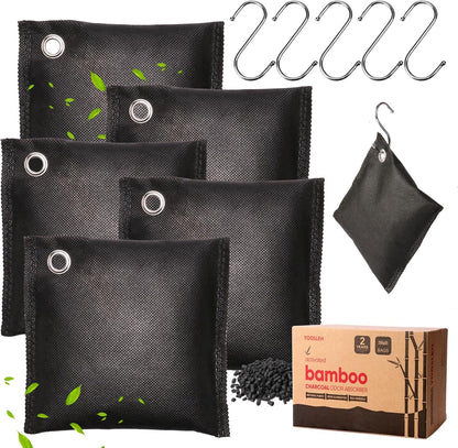 Activated Charcoal Odor Absorber, 10 Pack Natural Shoe Odor Eliminator, Bamboo Charcoal Air Purifying Bags, Sneaker Deodorizer and Moisture Absorbers for Clean Footwear, Shoe Odor Remover