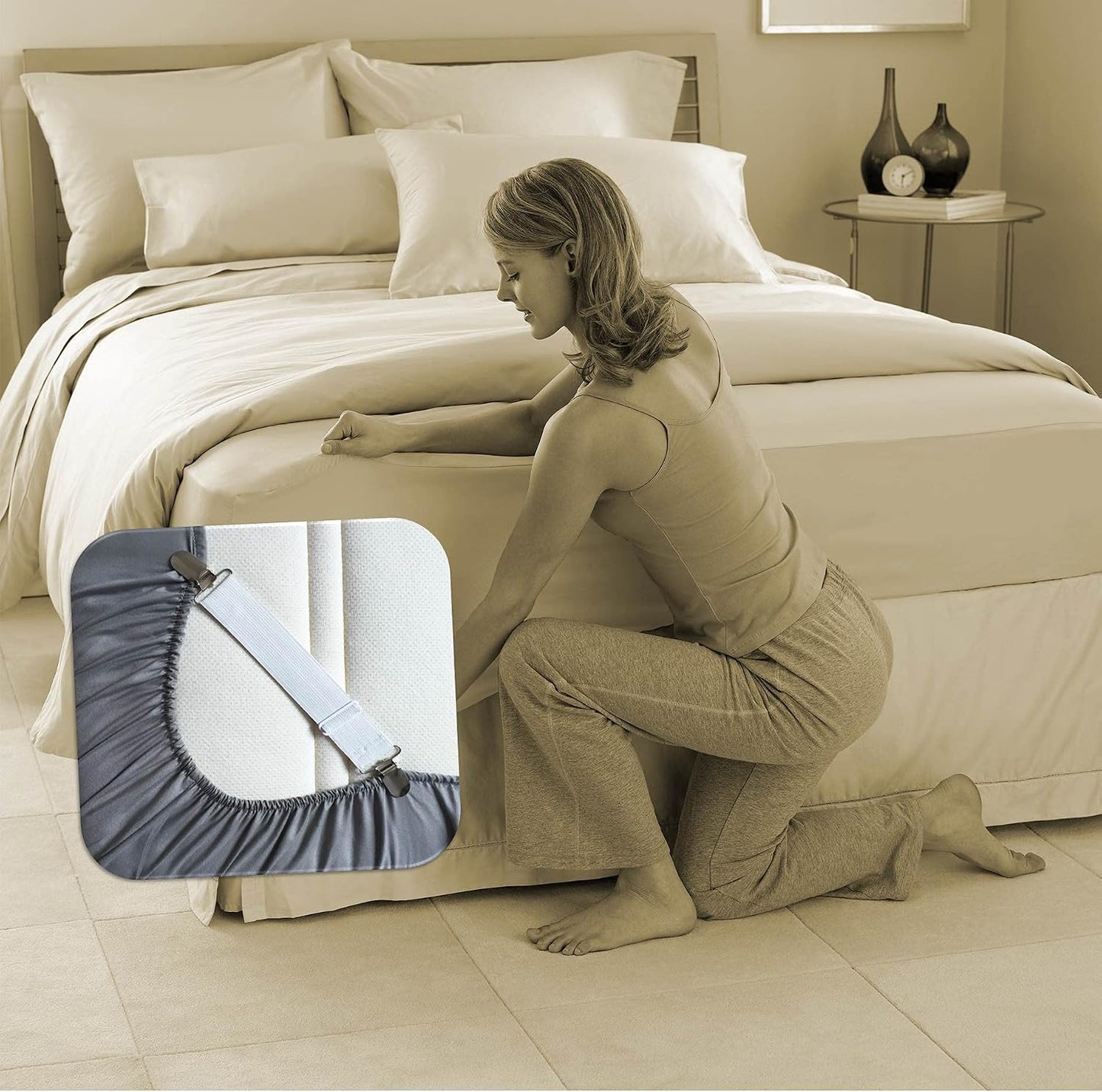RayTour Sheet Straps Bed Sheet Keeper Holder for Corners Sheet Stays Suspender Clips Fitted Sheet Holder Clips Garters Fasteners Mattress Clamps
