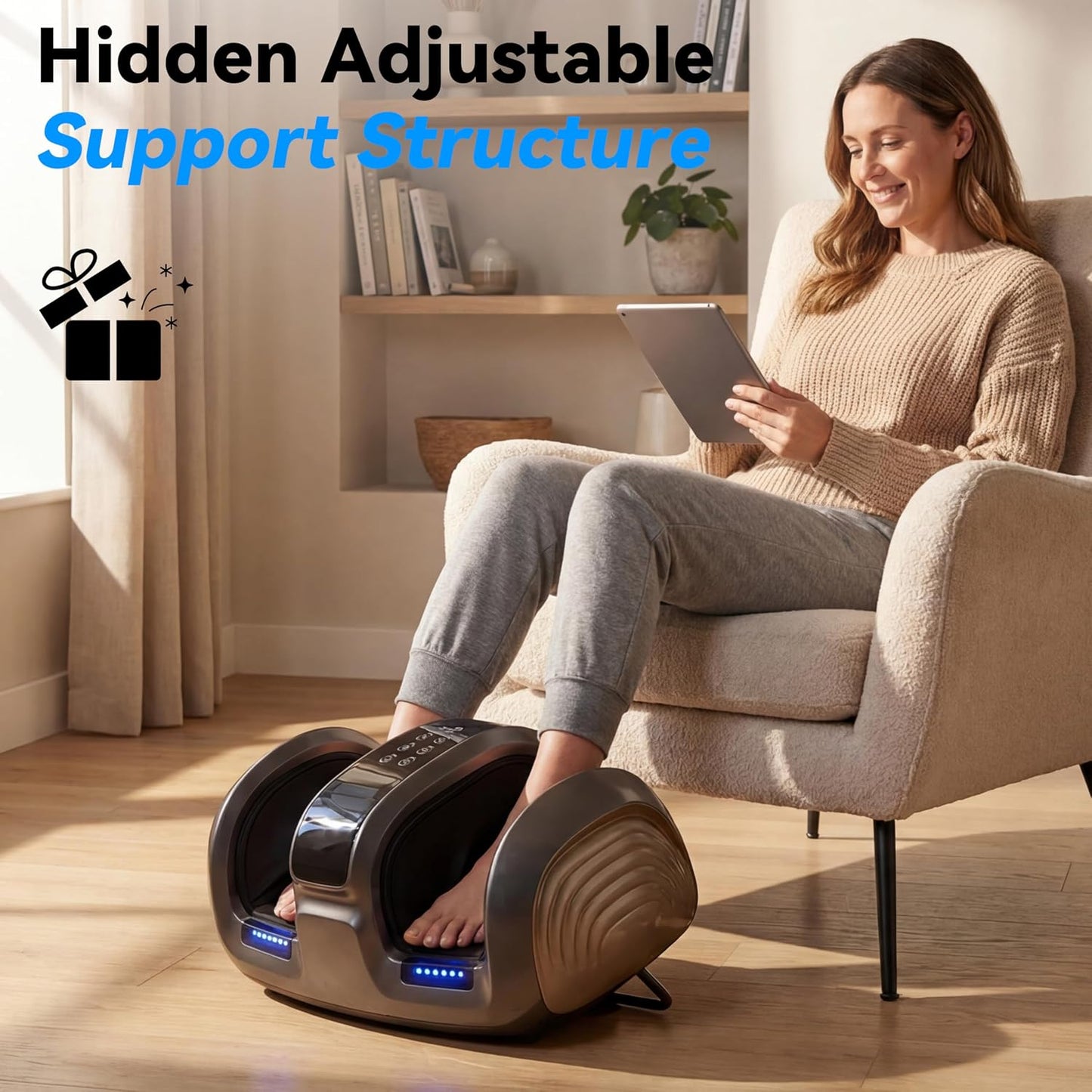 Shiatsu Foot and Calf Massager with Heat Compression, Feet Kneading Massage Machine Delivers Relief for Tired Muscles & Plantar,Pain Relief,Deep Kneading Therapy-Ideal Gifts for Women Men Dad