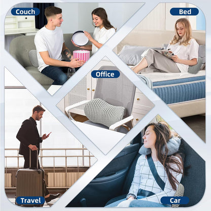 Lumbar Pillow, Memory Foam Lumbar Support Pillow for Office Chair and Car Seat, Ergonomic Streamline Back Pillow for Lower Back Pain Relief, Back Support Pillow for Sitting, Driving, Traveling