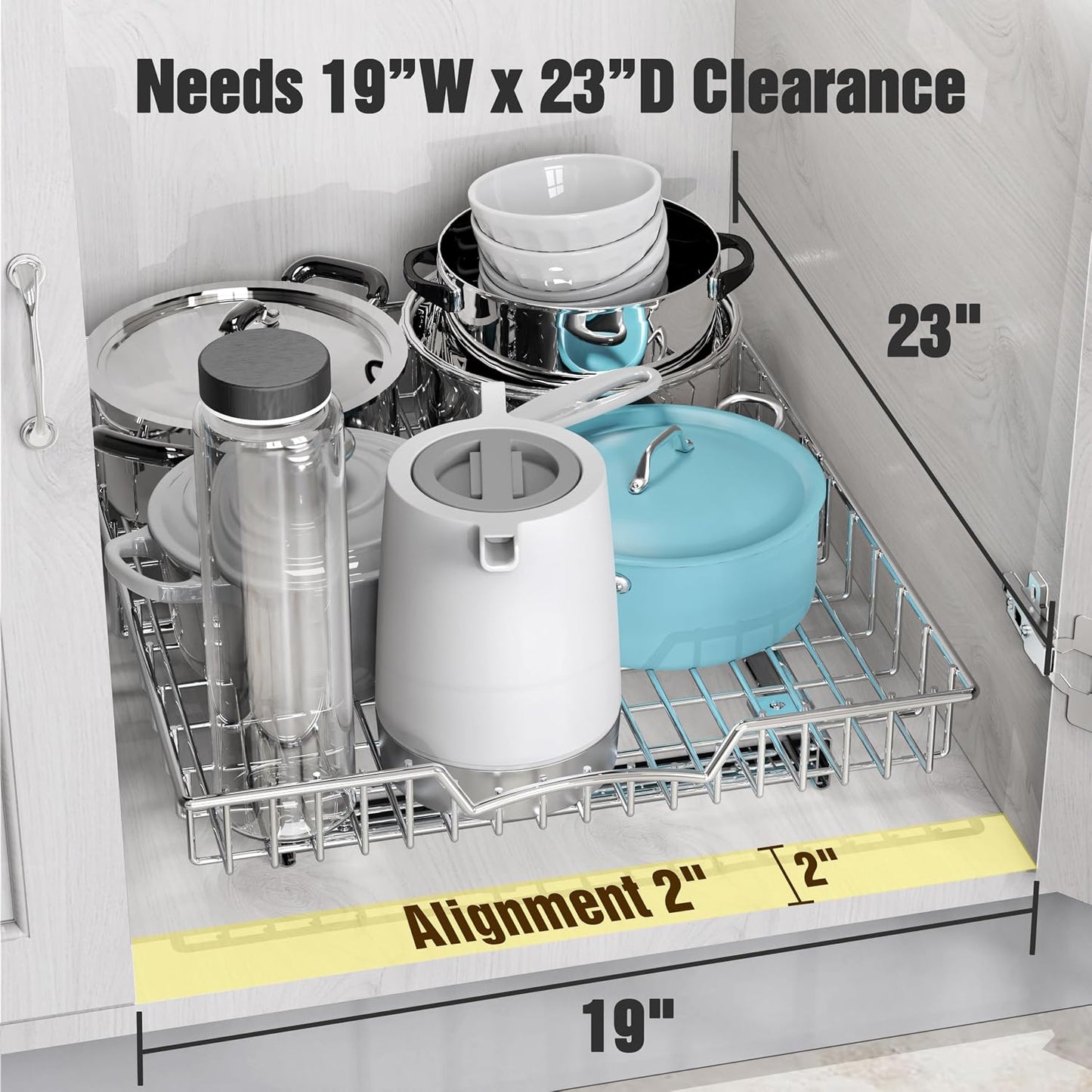 Simple Houseware Under Cabinet Pull Out Sliding Shelf, 21" Dx11 W, Chrome