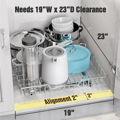 Simple Houseware Under Cabinet Pull Out Sliding Shelf, 21" Dx11 W, Chrome