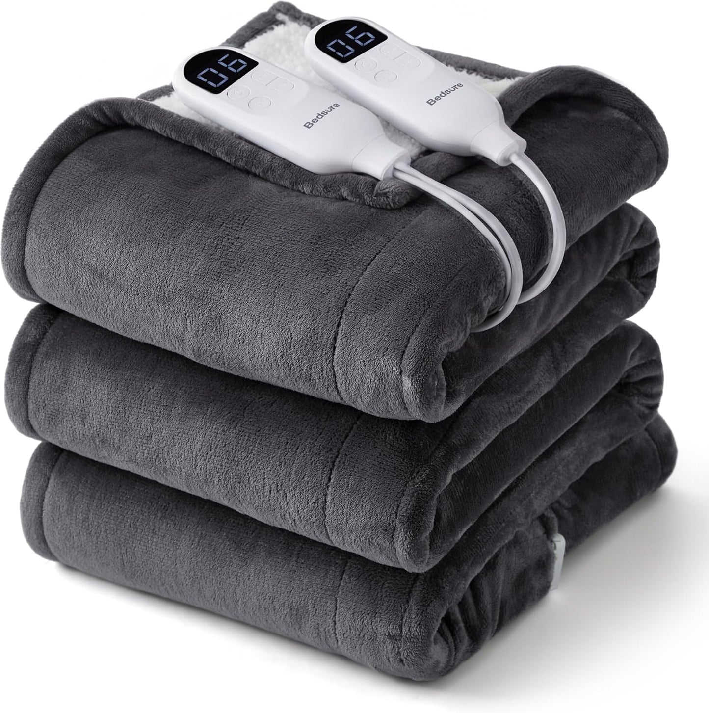 Bedsure Heated Blanket Throw Blanket with Preheat Function - Fast Heating Electric Blanket, Soft Flannel Throw with 6 Time Settings(Up to 10H), 6 Heating Settings, Gifts for Grandma (50"x60", Grey)