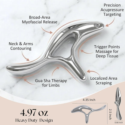 Trigger Point Massage Tool, Gua Sha Tool for Deep Tissue Massage & Fascia Release, Metal Muscle Scraper, Stainless Steel Thumb Saver, Acupressure Myofascial Release Tool, Full Body Pain Relief